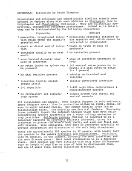 SIPUNCULA: Discussion by Bruce Thompson
