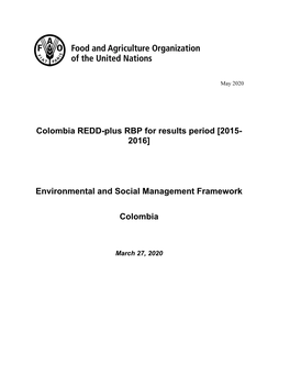 Colombia REDD-Plus RBP for Results Period [2015- 2016]