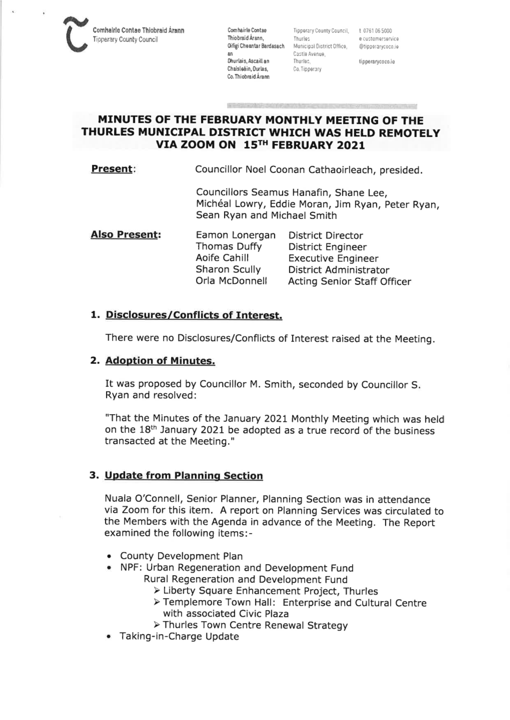 Thurles MD February 2021 Meeting Minutes.Pdf