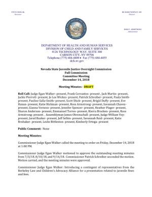 December 14, 2018 Full Commission Meeting Minutes