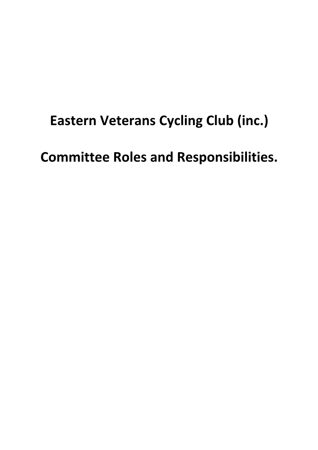 Eastern Veteran S Cycling Club