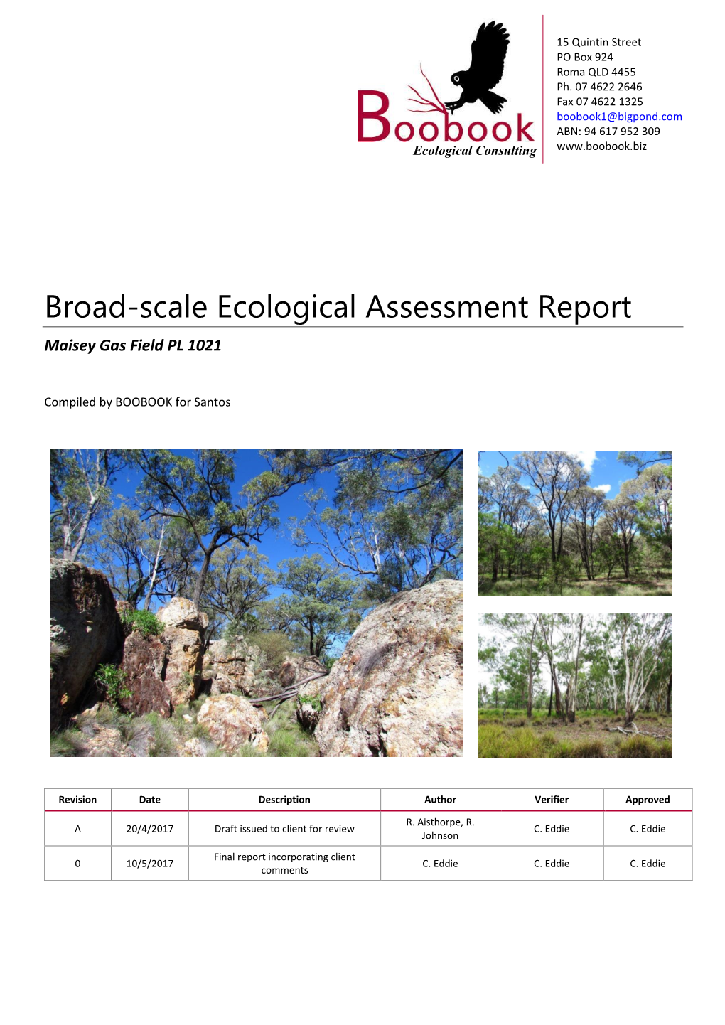 Broad-Scale Ecological Assessment Report Maisey Gas Field PL 1021