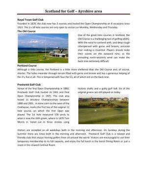 Scotland for Golf – Ayrshire Area