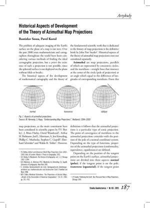 Historical Aspects of Development of the Theory of Azimuthal Map Projections Rostislav Sossa, Pavel Korol
