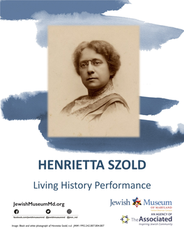 HENRIETTA SZOLD Living History Performance