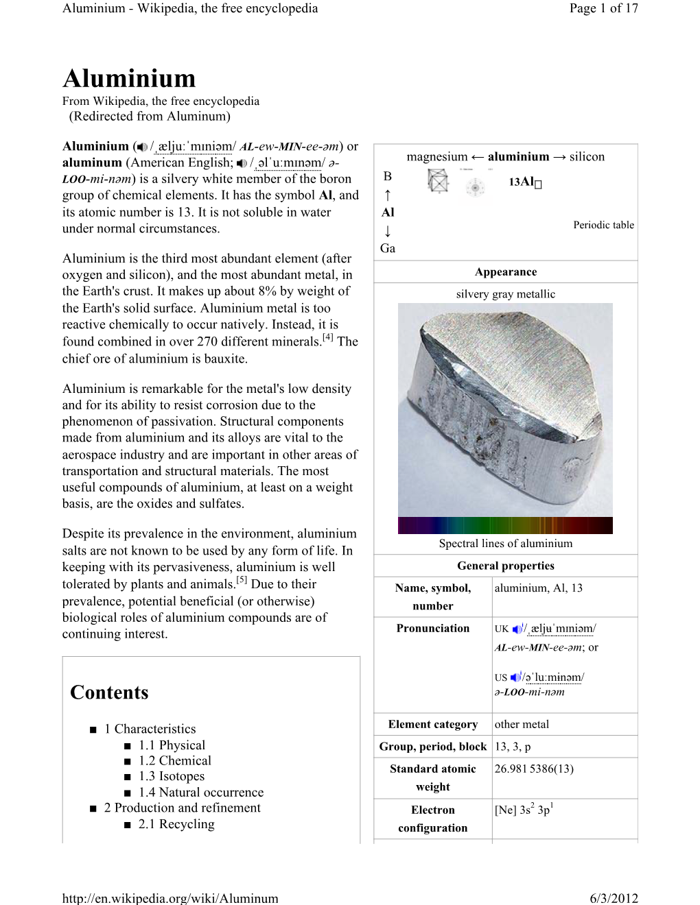 Aluminium - Wikipedia, the Free Encyclopedia Page 1 of 17