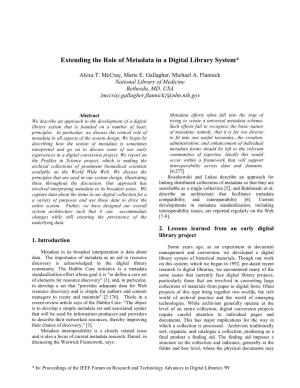 Extending the Role of Metadata in a Digital Library System*