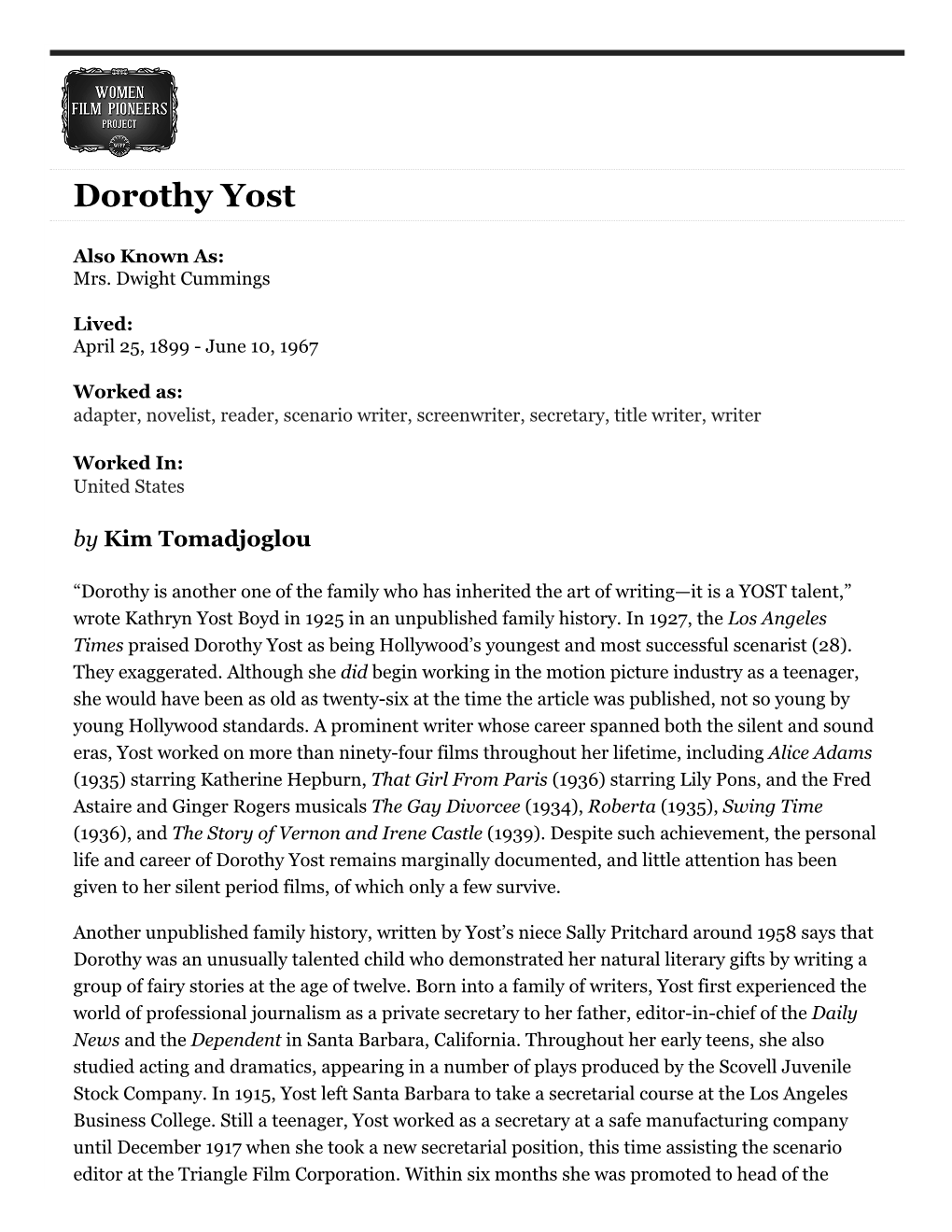 Dorothy Yost