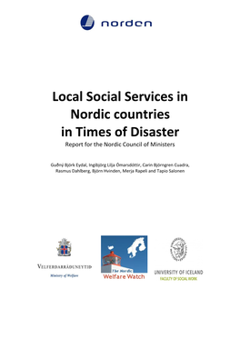 Local Social Services in Nordic Countries in Times of Disaster Report for the Nordic Council of Ministers