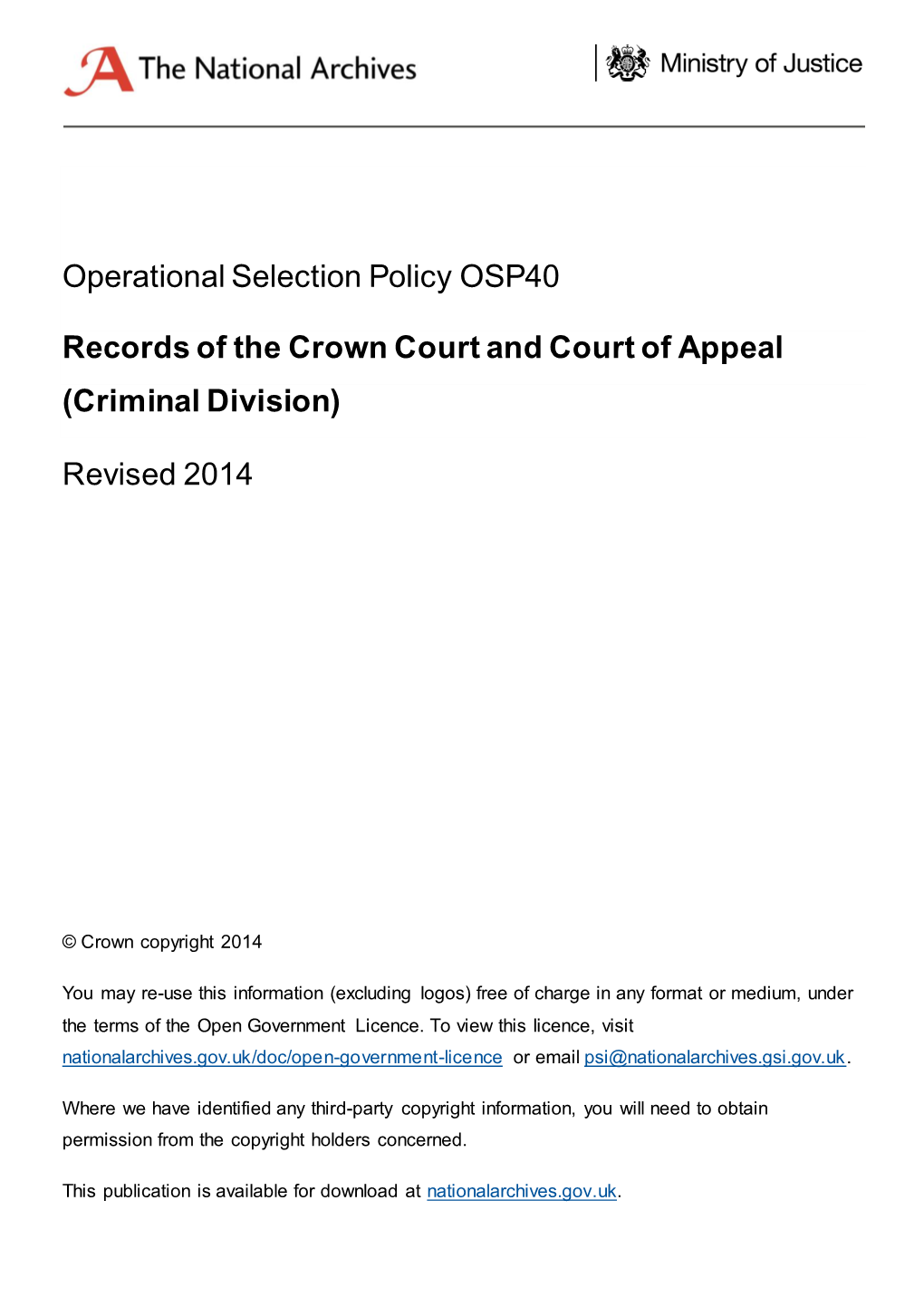 OSP40 Records of the Crown Court and Court