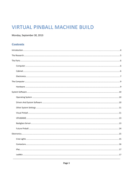 Virtual Pinball Machine Build