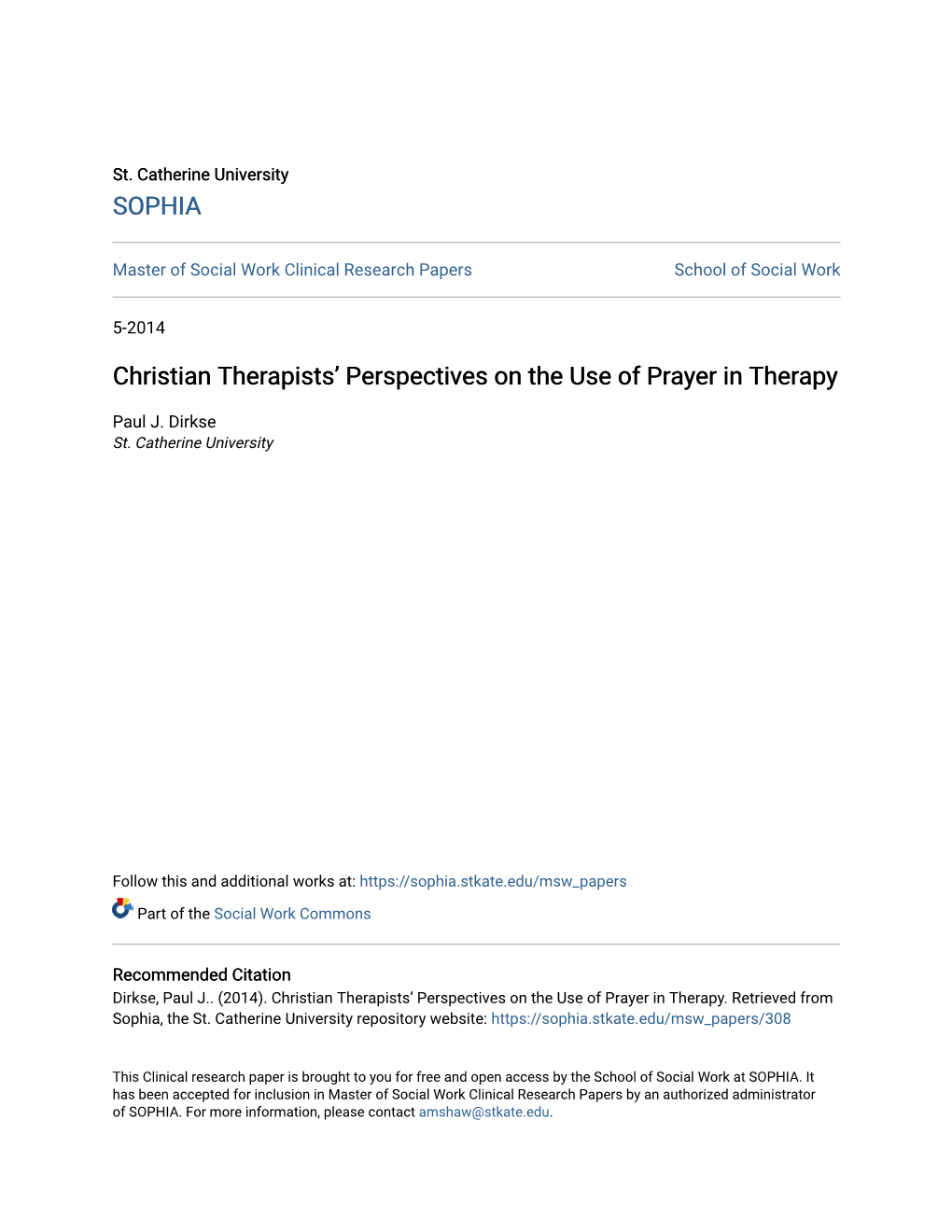 Christian Therapists' Perspectives on the Use of Prayer in Therapy