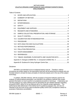 SW-846 Update VI 8260D - 1 Revision 4 June 2018