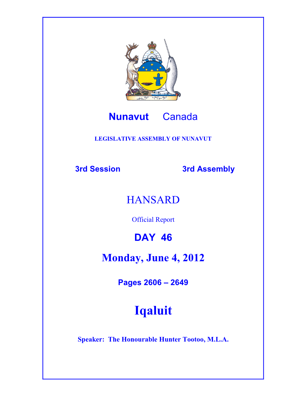 Nunavut Hansard 2606