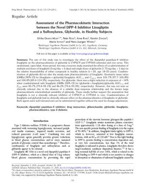 Assessment of the Pharmacokinetic Interaction Between the Novel DPP-4 Inhibitor Linagliptin Andasulfonylurea,Glyburide,Inhealthysubjects