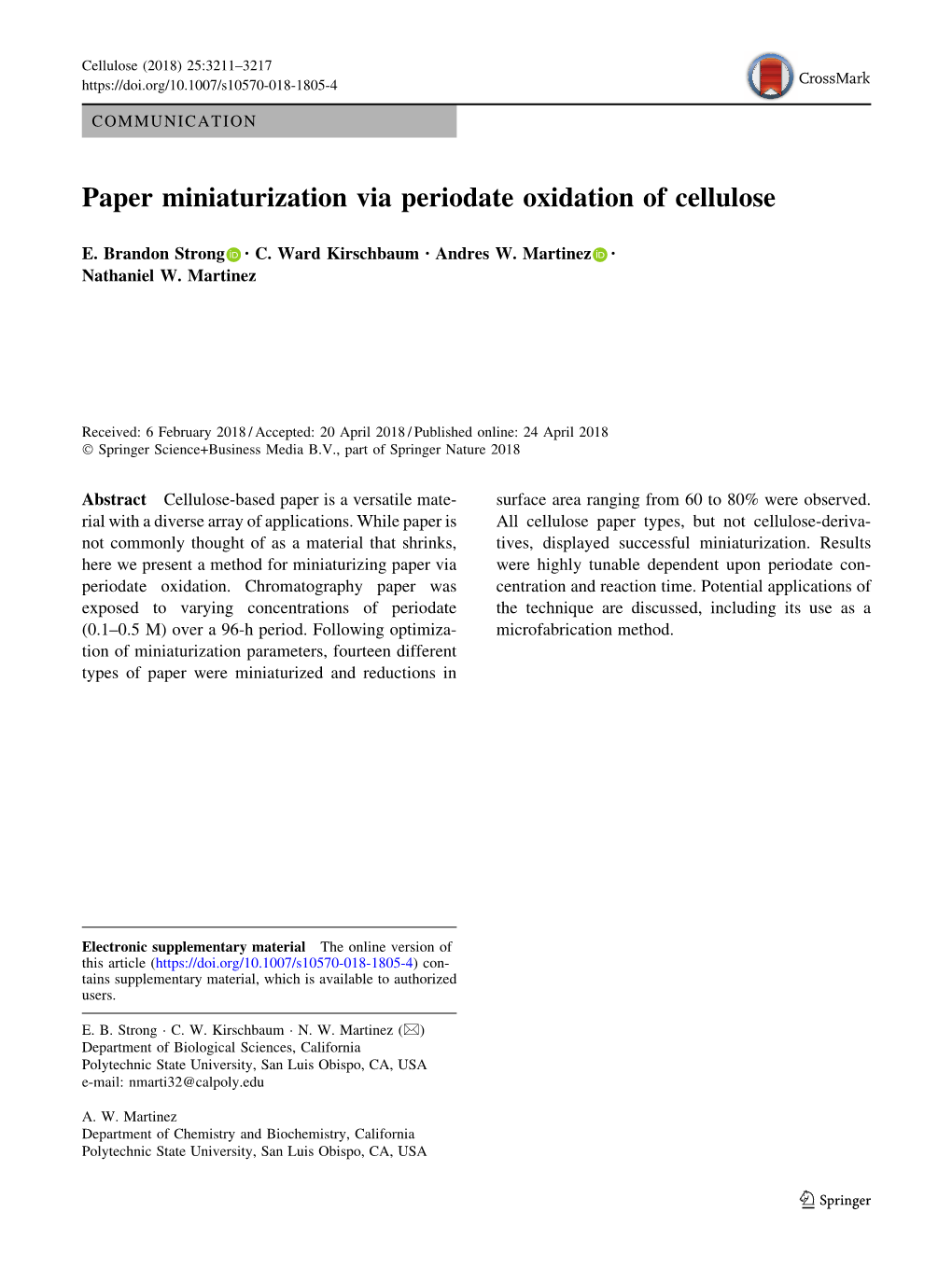 Paper Miniaturization Via Periodate Oxidation of Cellulose