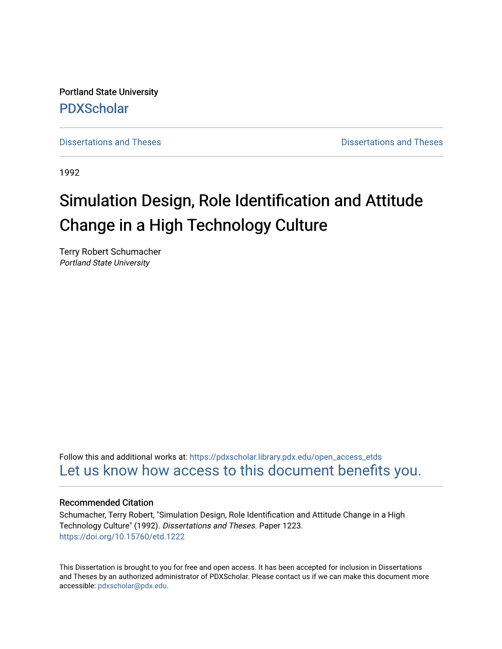 Simulation Design, Role Identification and Attitude Change in a High Technology Culture