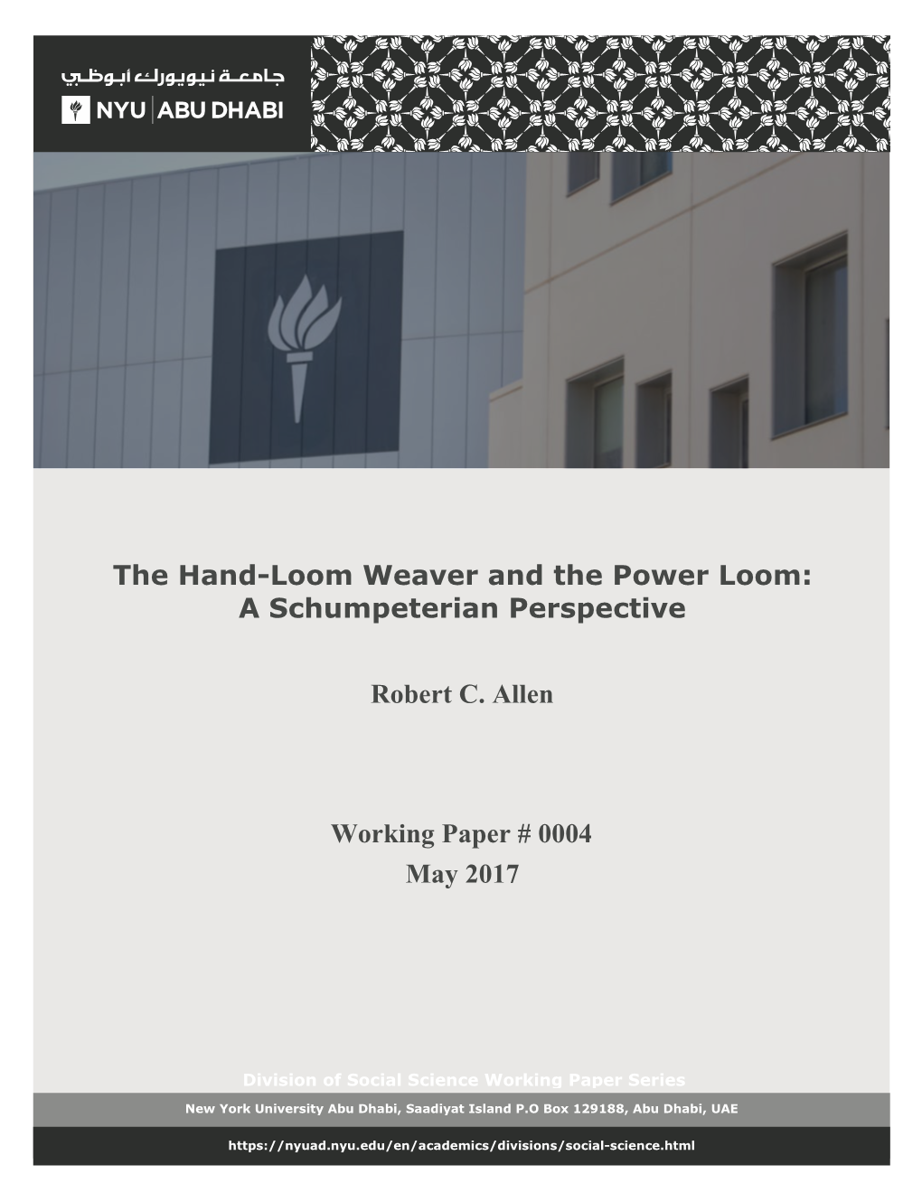 The Hand-Loom Weaver and the Power Loom: a Schumpeterian Perspective