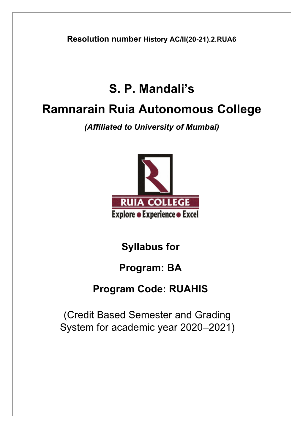 S. P. Mandali's Ramnarain Ruia Autonomous College