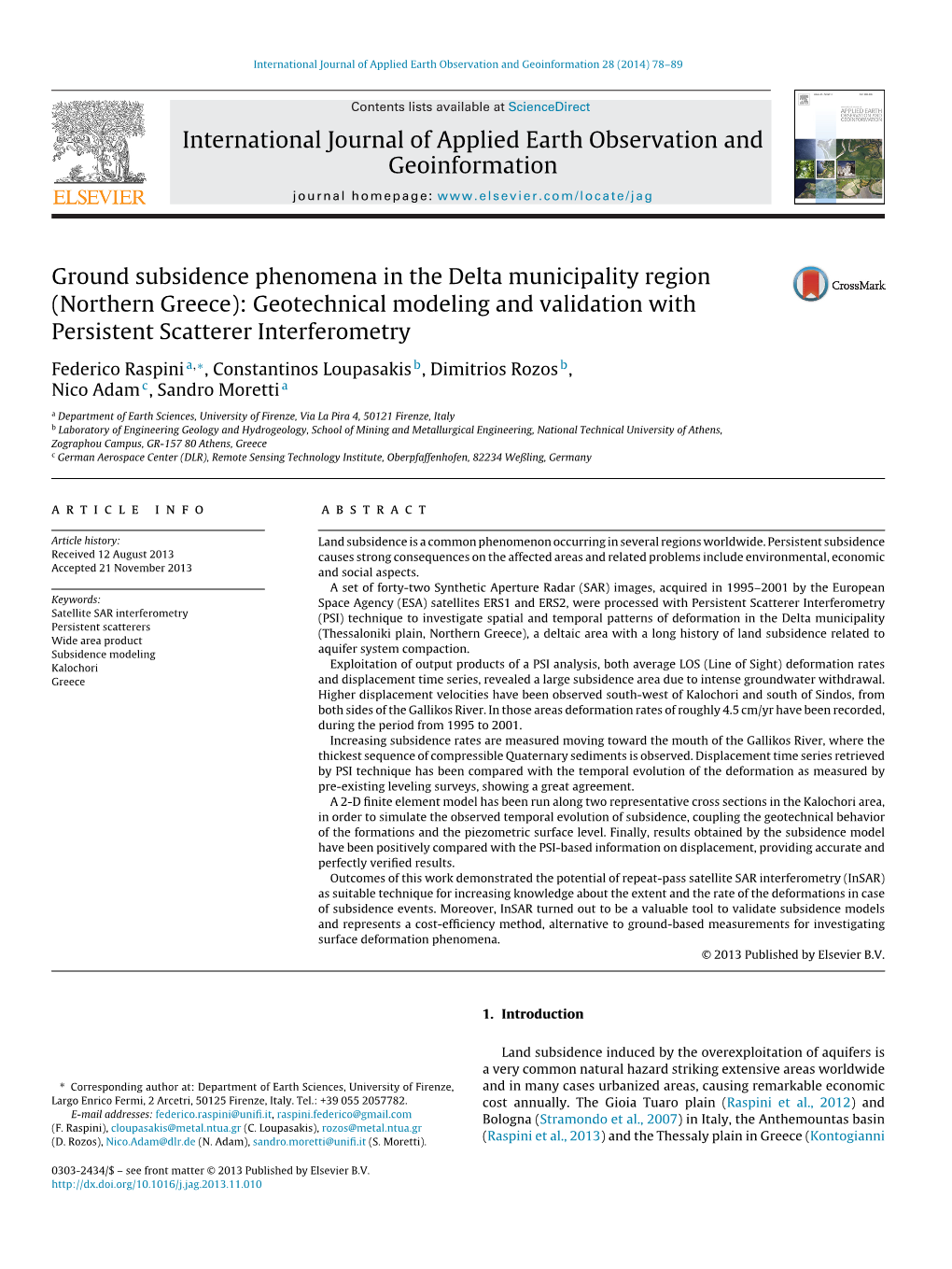 Ground Subsidence Phenomena in the Delta Municipality Region