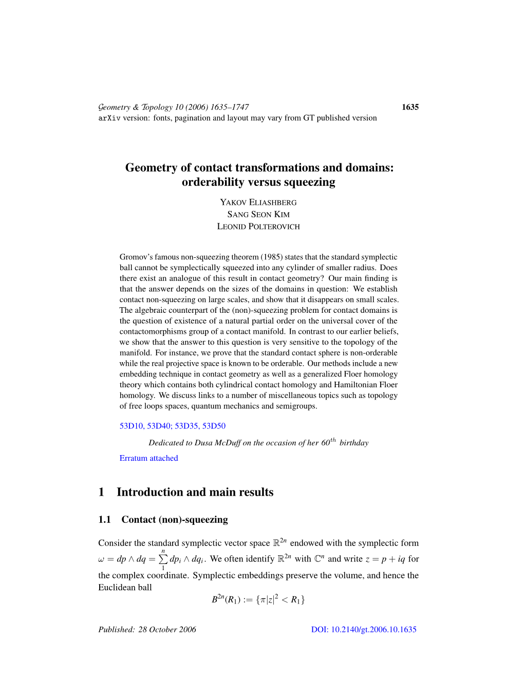 Geometry of Contact Transformations and Domains: Orderability Versus Squeezing
