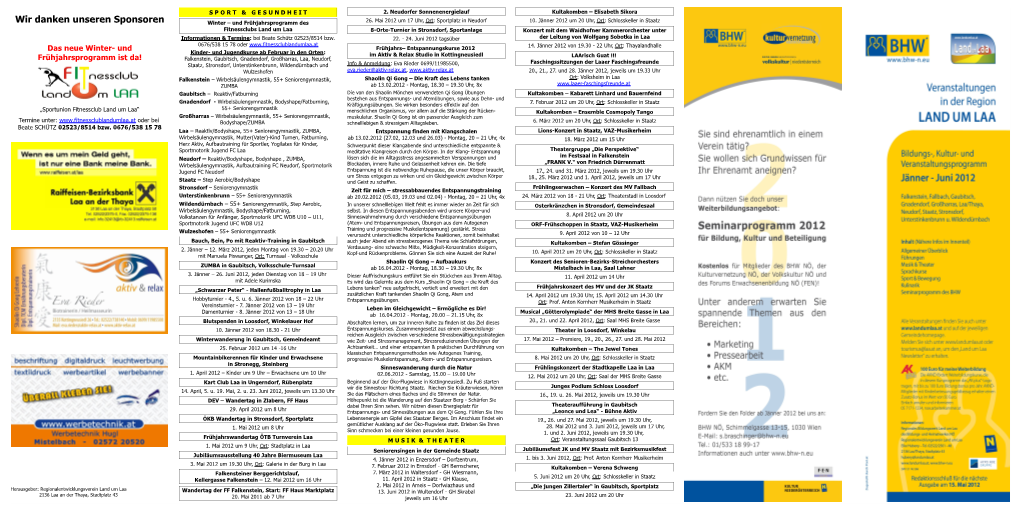 Wir Danken Unseren Sponsoren Winter – Und Frühjahrsprogramm Des 26