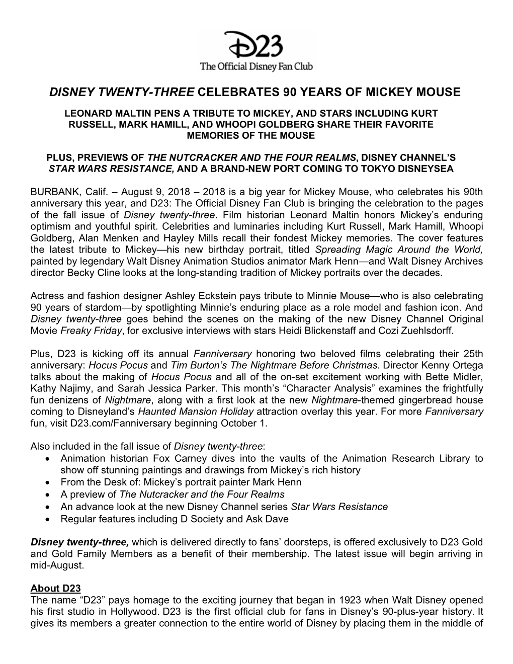 Disney Twenty-Three Celebrates 90 Years of Mickey Mouse