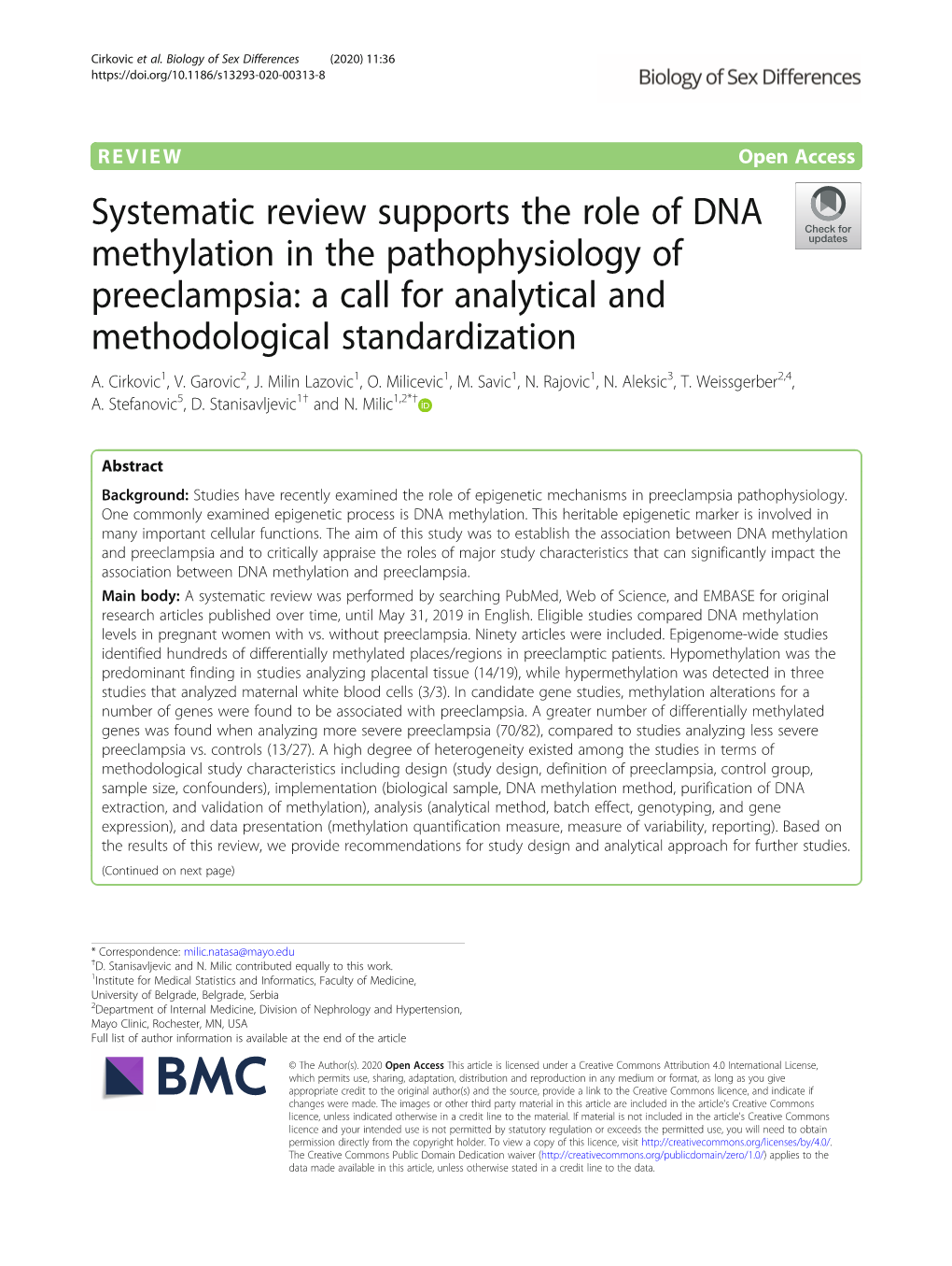 Systematic Review Supports the Role of DNA Methylation in the Pathophysiology of Preeclampsia: a Call for Analytical and Methodological Standardization A