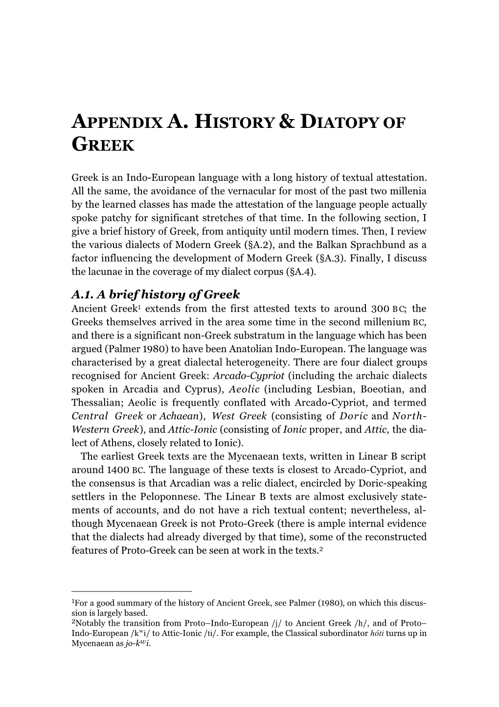 Appendix A. History & Diatopy of Greek