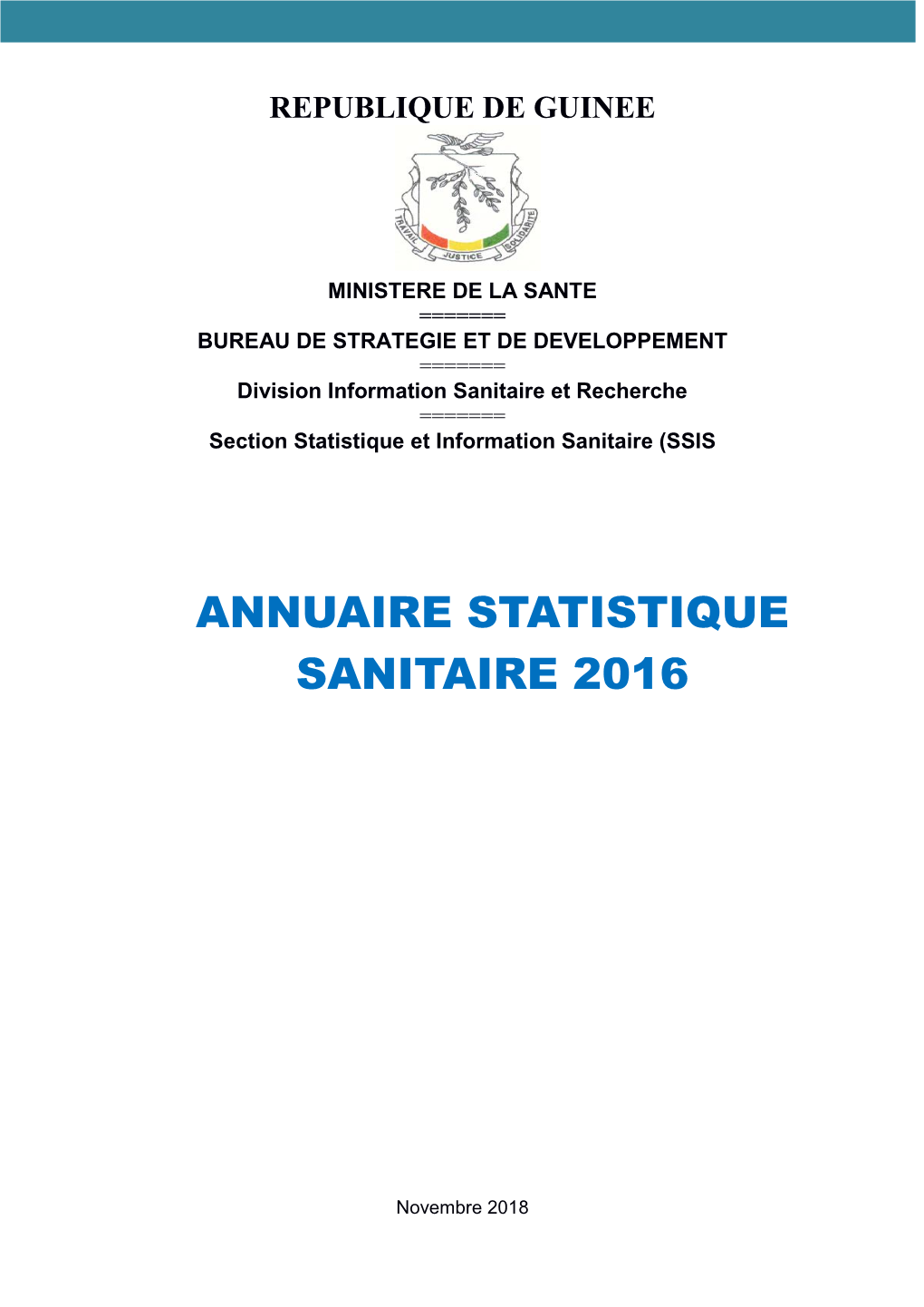 Annuaire Statistique Sanitaire 2016