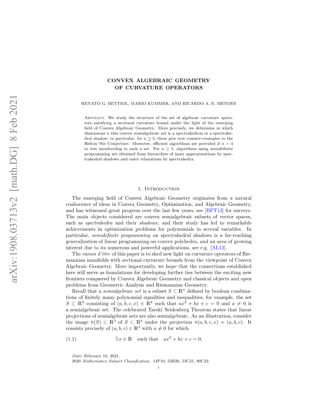 Convex Algebraic Geometry of Curvature Operators 3