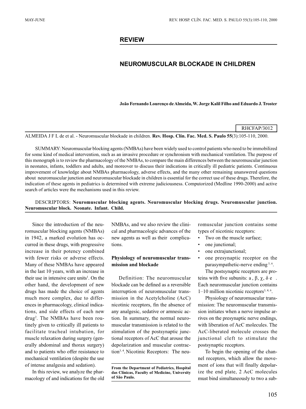 105 Review Neuromuscular Blockade in Children