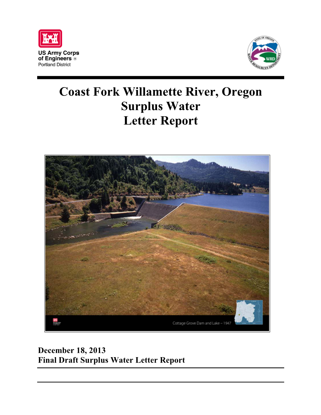 Draft Coast Fork Willamette River, Oregon: Surplus Water Letter Report