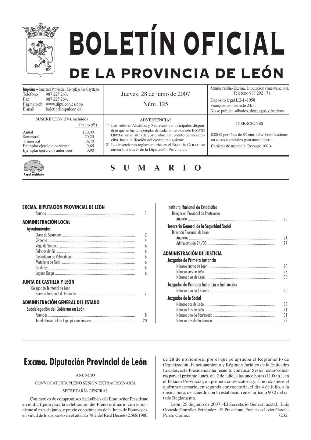 Boletín Oficial De La Provincia De León