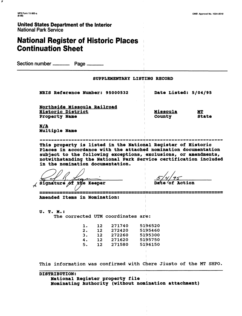 National Register of Historic Places Continuation Sheet