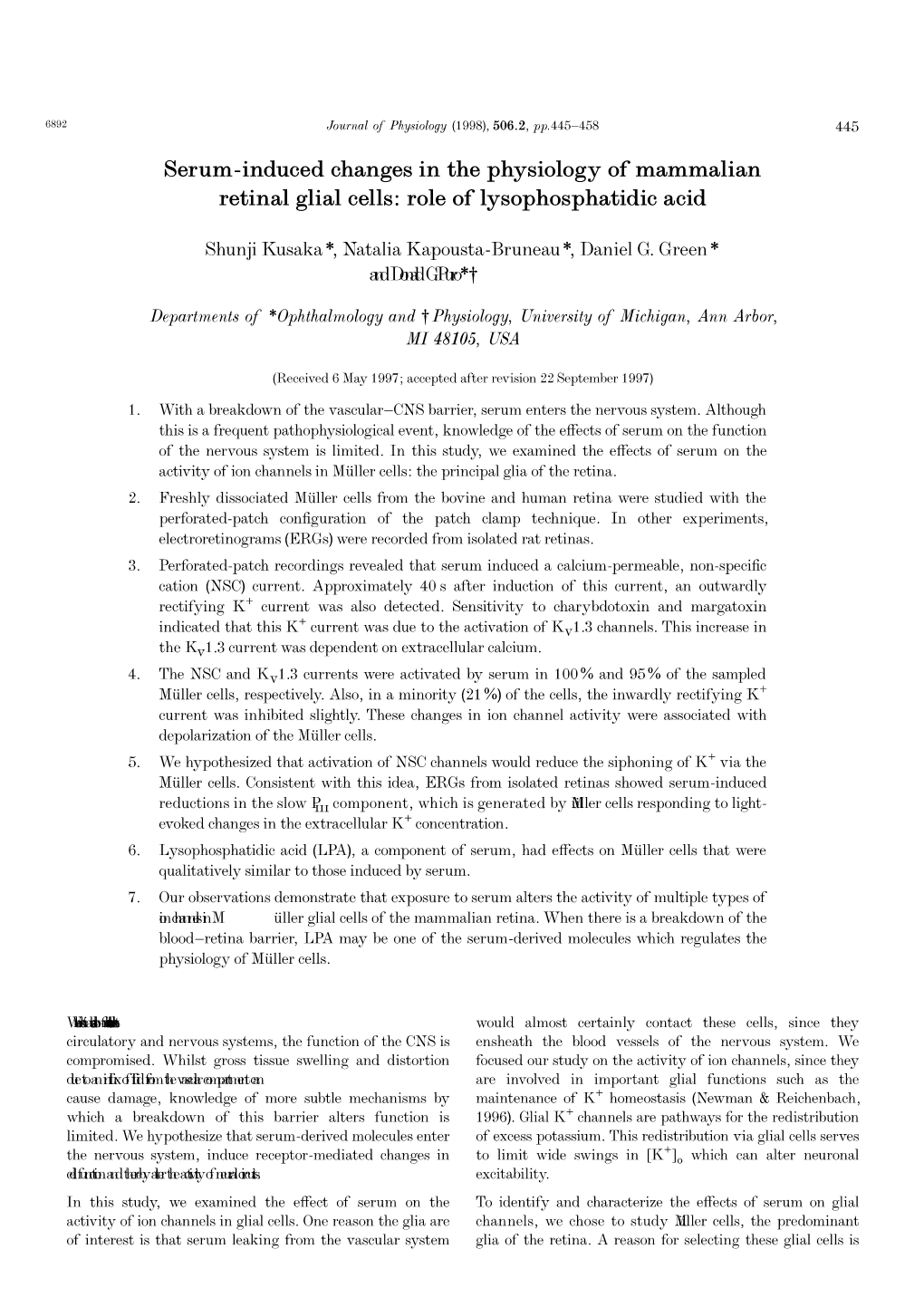 Role of Lysophosphatidic Acid