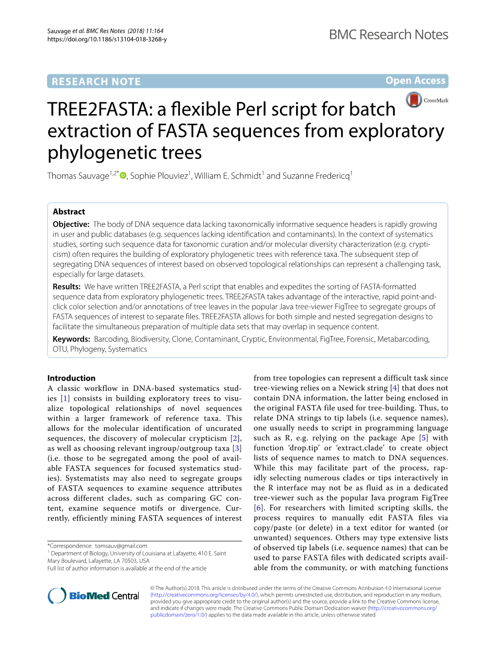 TREE2FASTA: a Flexible Perl Script for Batch Extraction of FASTA