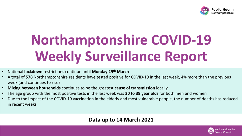 COVID-19 Weekly Surveillance Report