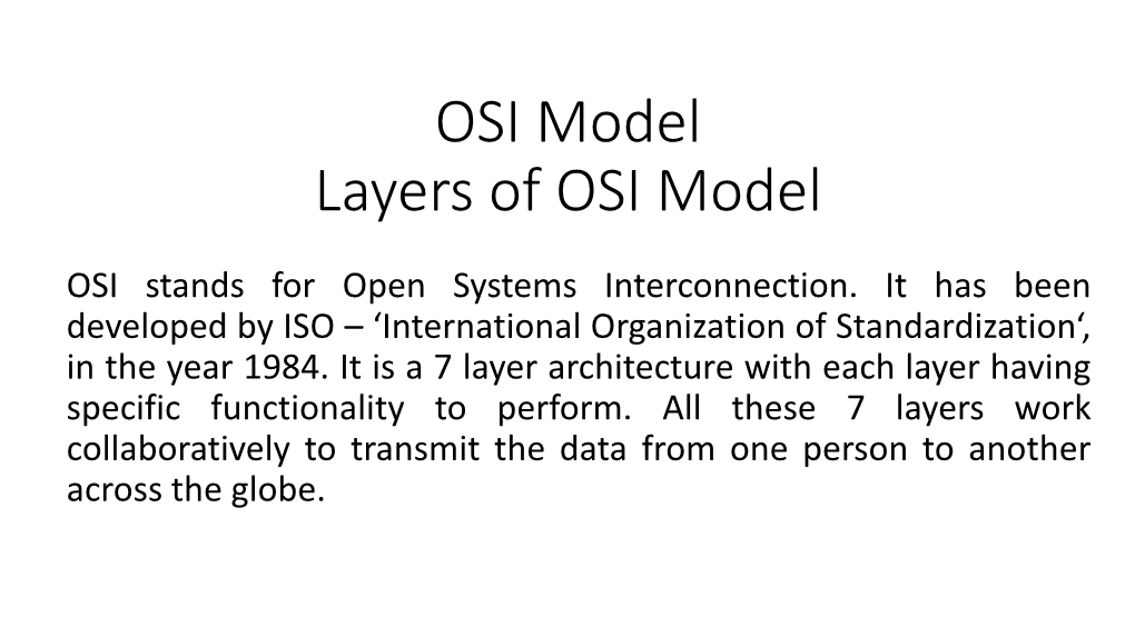 Layers of OSI Model