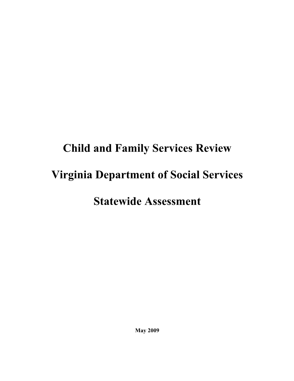 Virginia CFSR Statewide Assessment