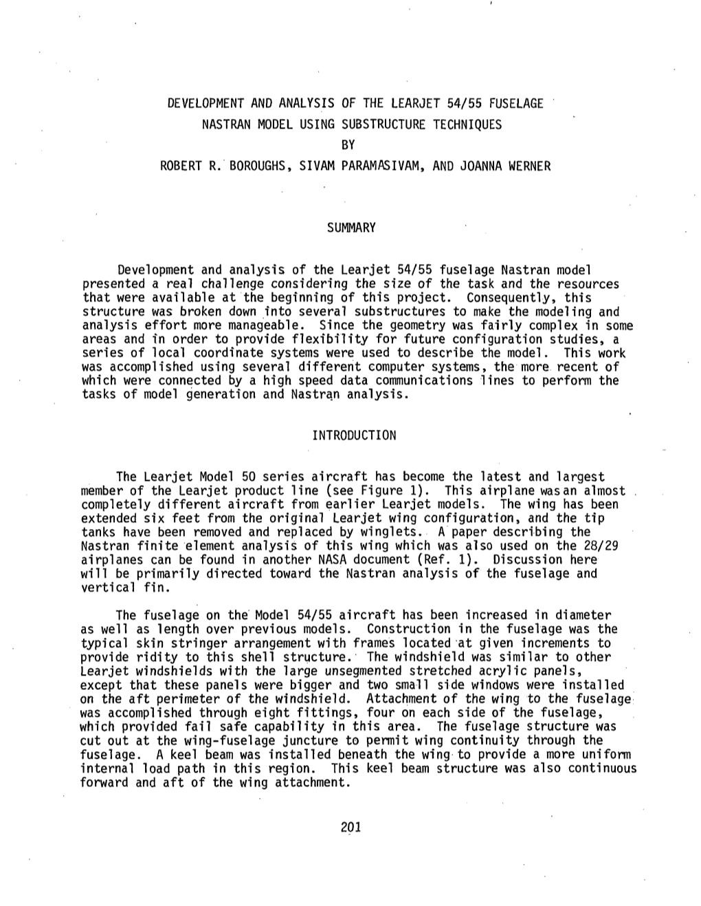 Development and Analysis of the Learjet 54/55 Fuselage Nastran Model Using Substructure Techniques by Robert R