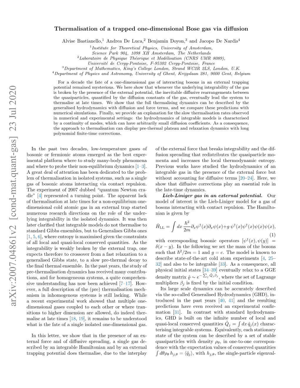 Arxiv:2007.04861V2 [Cond-Mat.Quant-Gas] 23 Jul 2020