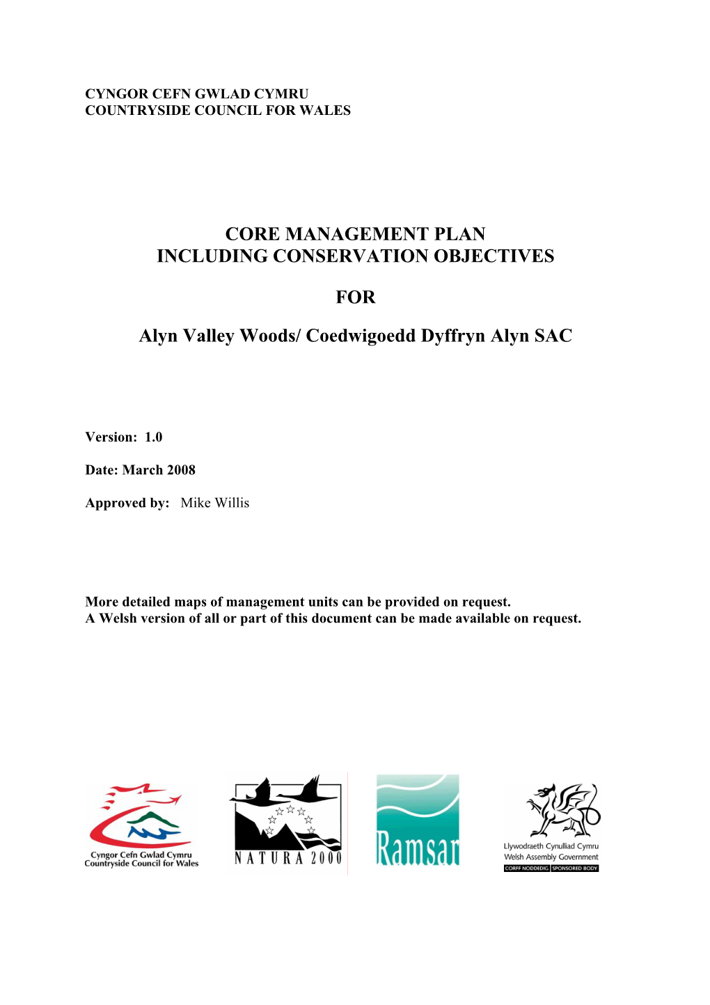 Core Management Plan Including Conservation Objectives