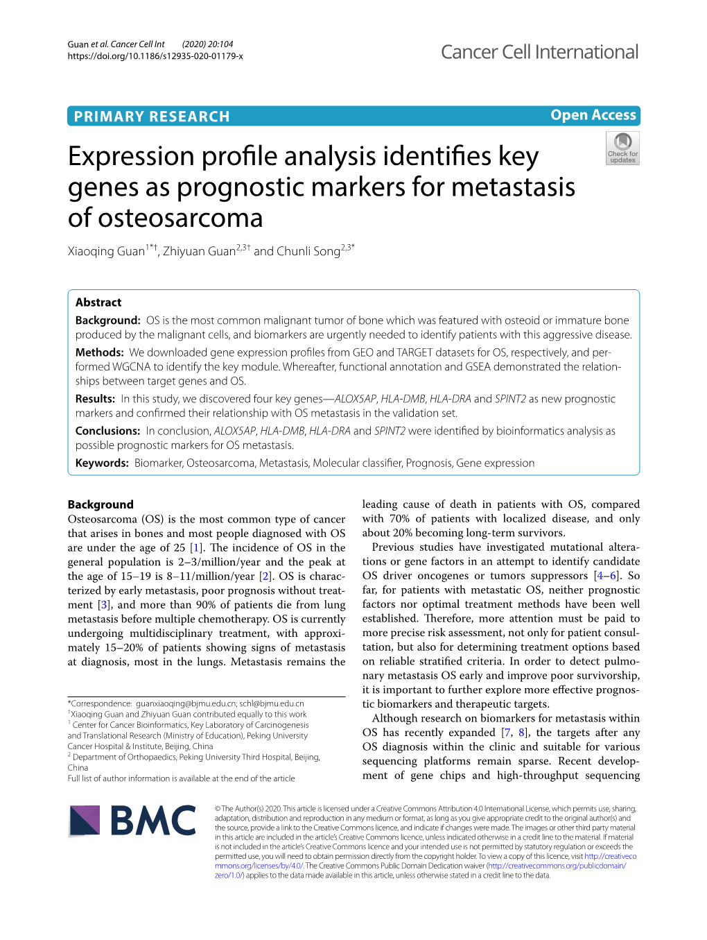 Expression Profile Analysis Identifies Key