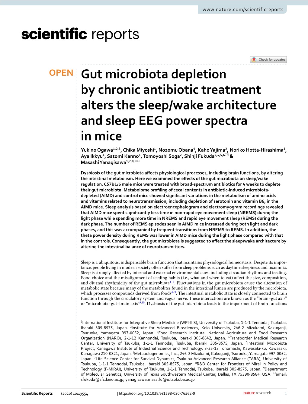 Gut Microbiota Depletion by Chronic Antibiotic Treatment Alters the Sleep/Wake Architecture and Sleep EEG Power Spectra in Mice