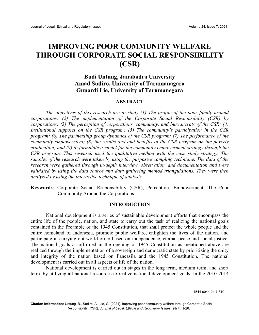 Improving Poor Community Welfare Through