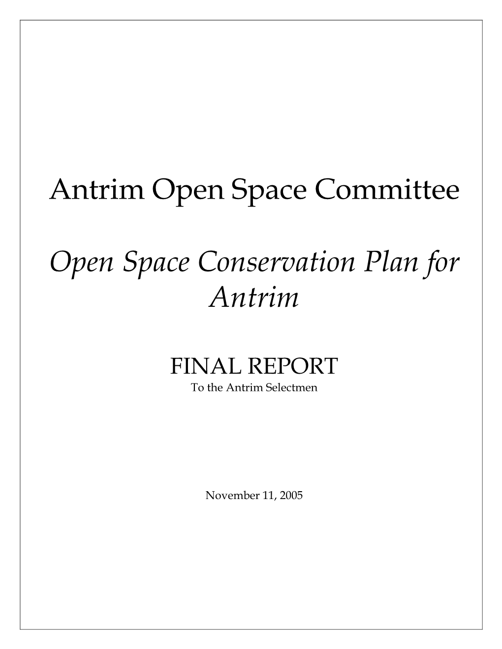 Antrim Open Space Plan