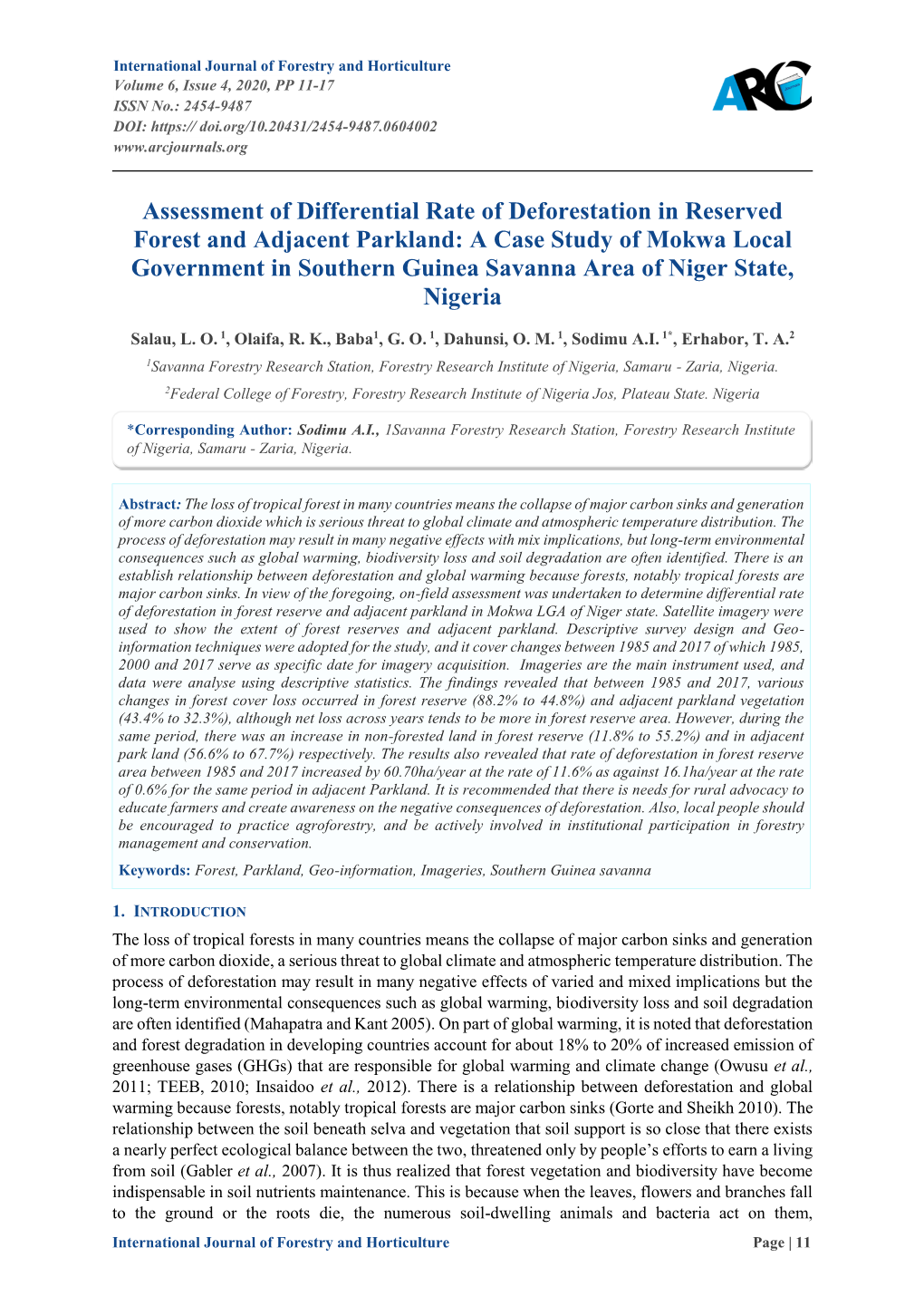 Assessment of Differential Rate of Deforestation in Reserved Forest