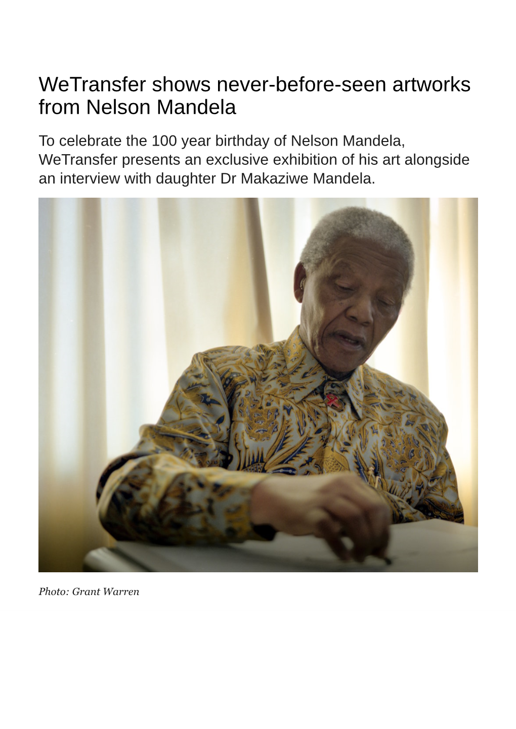Wetransfer Shows Never-Before-Seen Artworks from Nelson Mandela