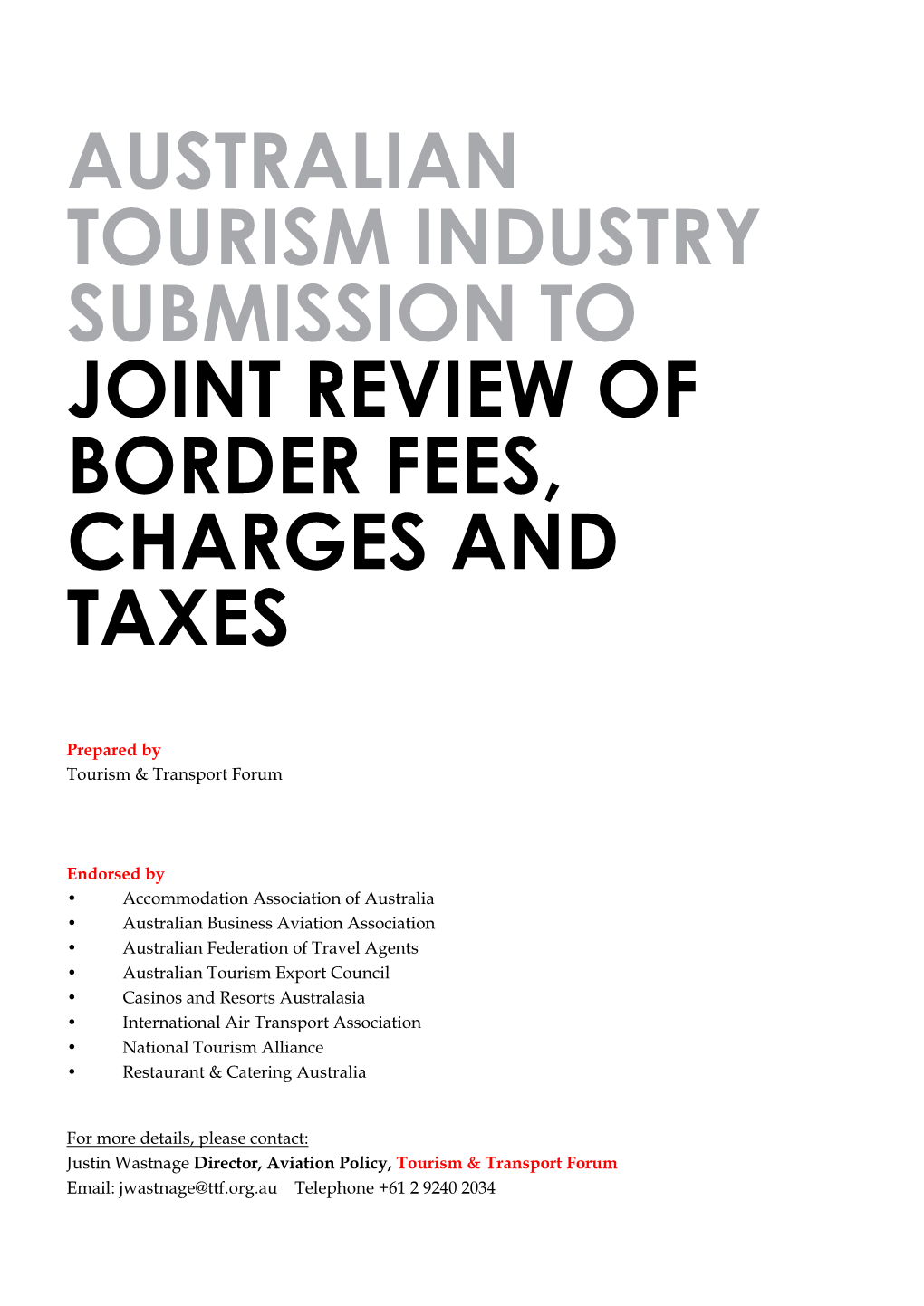 Joint Review of Border Fees, Charges and Taxes
